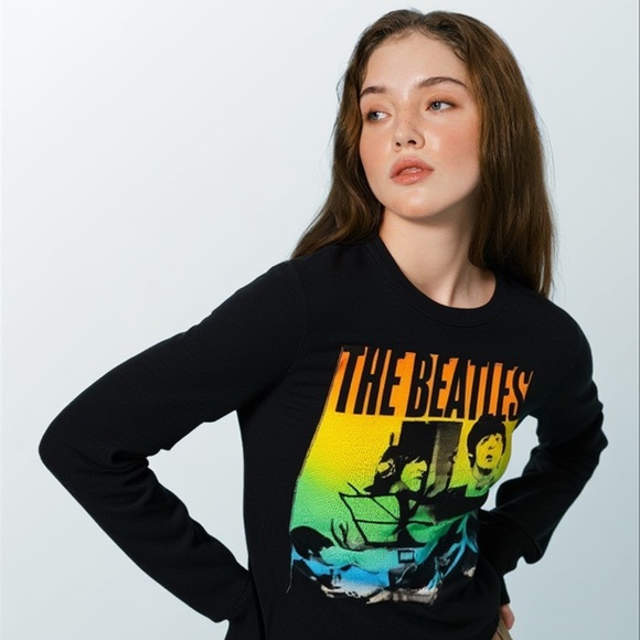 NWOT The Beatles Long Sleeve Tee Shirt Black Size Medium - Picture 7 of 7